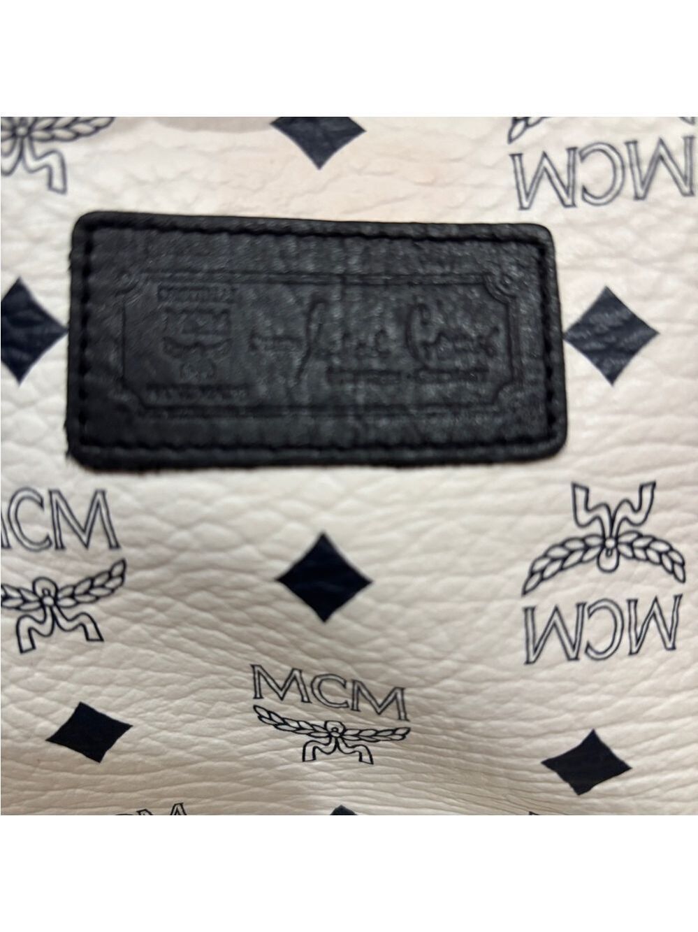 MCM Visetos Monogram Boston Bag / Satchel - White & Black - Picture 8 of 9